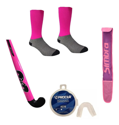 Palo Nena Hockey Madera Tk + Medias Hockey +bucal + Funda