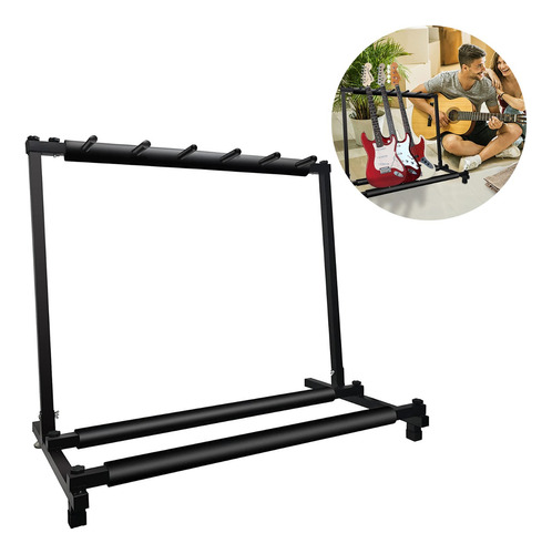 Atril Vertical Rack Metal Para 5 Guitarras O Bajos Negro