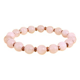 Pulsera De Cuarzo Rosa Natural Y Separador De Hematita