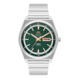 Relógio Masculino Automático Orient Prata - F49ss007 E1sx Cor Da Correia Prateado Cor Do Bisel Prateado Cor Do Fundo Verde