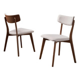 Sillas Comedor Modernas Marco Madera Juego 2 Piezas Beige No