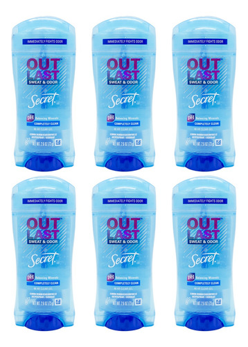 Secret X6 Desodorante Clear Gel Outlast Completely Clean 
