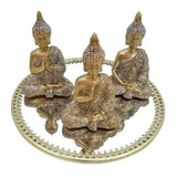 Trio Buda Hindu Namastê Tailandês Sidarta + Bandeja Espelho