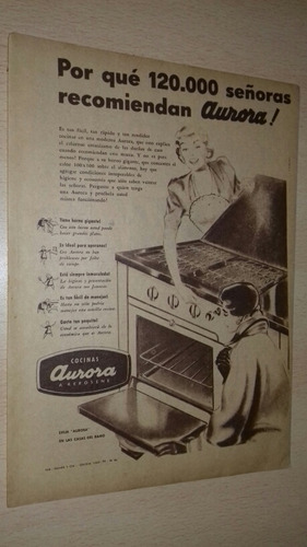 P672 Clipping Publicidad Cocinas Aurora Año 1954