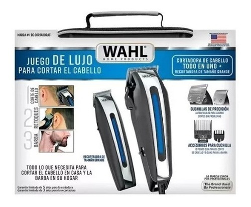 Kit Rasuradora Cortadora Cabello Wahl + Terminadora 22 Pzs