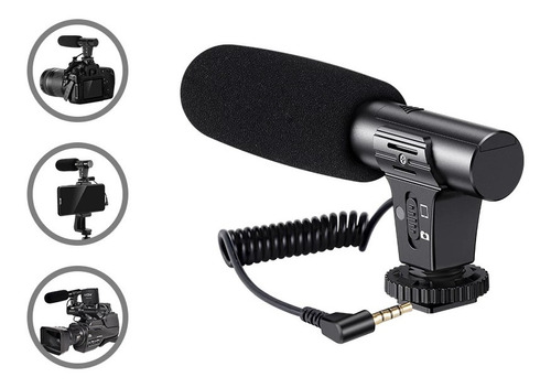 Microfone Shotgun Direcional Dslr Camera Canon Rode Nikon