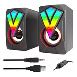 Caixa Estéreo Iluminada Rgb Para Computador 6w (3w X 2) Rms