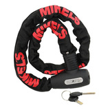 Cadena Con Candado Hd Llave Seguridad 90 Cm Mikels Color Negro Y Rojo