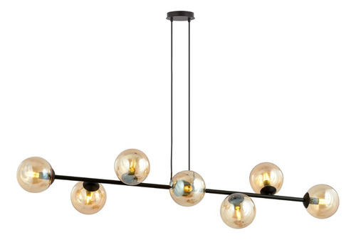 Lustre 1m Teto Pendente Jabuticaba 7 Globos Vidro G9 Ambar