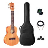 Kit Ukulele Concert Shelby Elétrico Em Mogno Su23m Completo