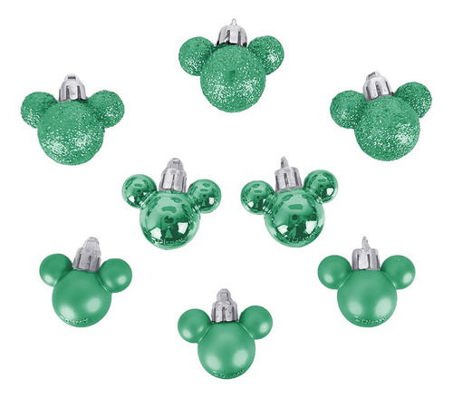 8 Esferas Navideñas Mickey Diferentes Colores 3cm