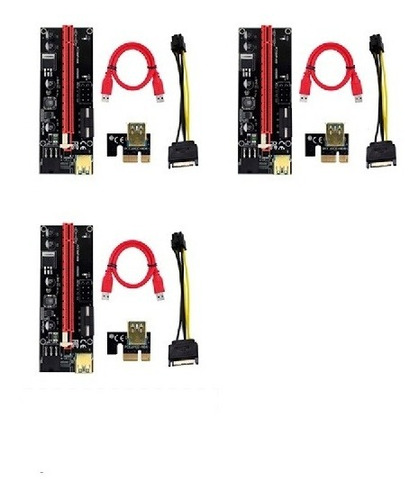 3 X Riser 1x A 16x V 009s Plus Pci-e Cable Usb3.0 Ptec