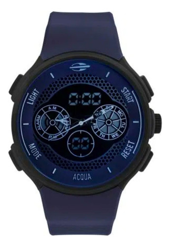 Relógio Mormaii Masculino Action Preto - Mo1608b/8c Cor Da Correia Azul Cor Do Bisel Azul Cor Do Fundo Azul