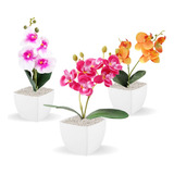 Arranjo De Flores Orquídeas Artificiais Decorativas 3 Unid