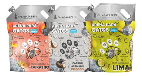 Arena Para Gatos Soluble En Agua, Calabaza Pets Aroma Coco