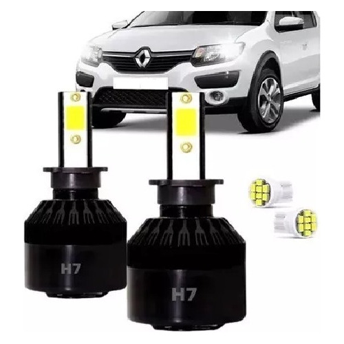 Super Led Sandero 2015 A 2022 H7 Farol Baixo 8000lmns+brinde