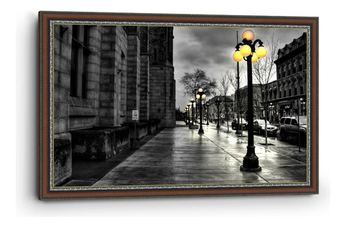 Cuadro Enmarcado Clasico Calle Iluminada Faroles 90x140cm