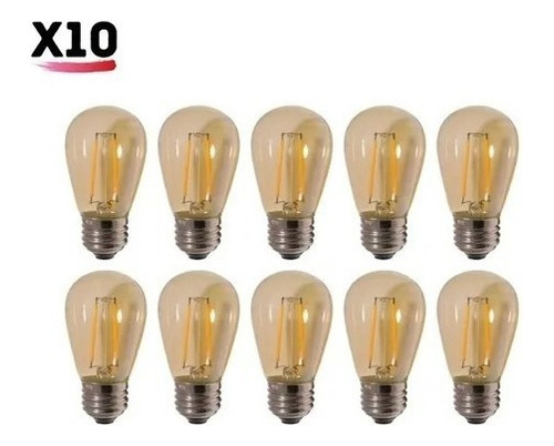 Pack 10 Ampolleta Led Vintage Mini Edison S14 Rosca Normal