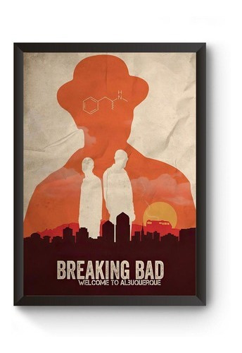 Quadro A4 Breaking Bad Minimalista Poster Moldurado