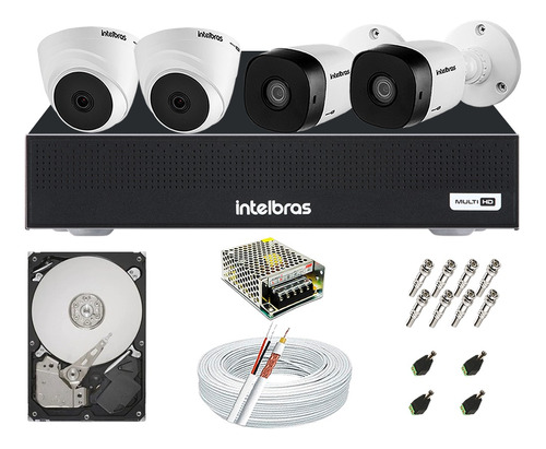 Kit Cftv 4 Câmeras Segurança Intelbras Hdcvi E Dvr Mhdx 1104