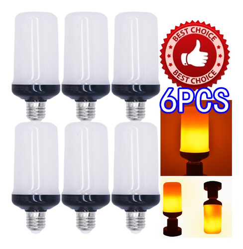 6pcs Lámpara Led Efecto Llama Antorcha Fuego Llama Luz E27