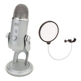Micrófono Yeti Con Auriculares Y Filtro Pop Plateado Knox