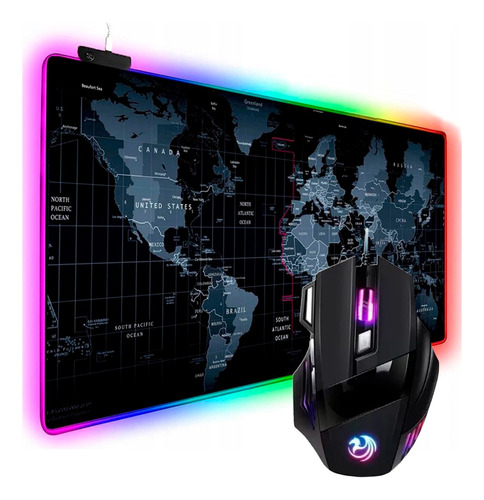 Kit Mouse Gamer + Mouse Pad Extra Grande 30x80