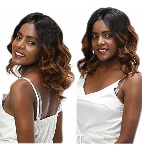 Topfeeling Ombre Corto Cabello Humano Encaje Frente Pelucas