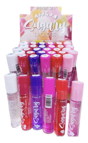 6uni Lipgloss Rollon Sugary Pink21 Frutales Glitter Original