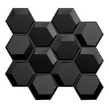Kit 60 Placas 3d Pvc Preto Revestimento Parede 10m² Hexagon