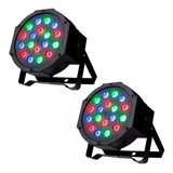 Kit 2 Canhao Refletor Par Leds 18 Led Rgb Dmx Slim Digital