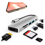 Adaptador Usb C Hub Para Celular Samsung iPhone Hdmi 4k 