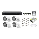 Kit Cftv Hikvision Dvr 8ch M1 4 Câmera Colorvu Full Hd 1080p