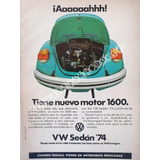 Cartel Retro Autos Volkswagen Vocho 1974 /685