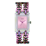 Reloj Guess Mini Luxe Para Dama Correa Iridiscente Bisel Dorado Fondo Dorado