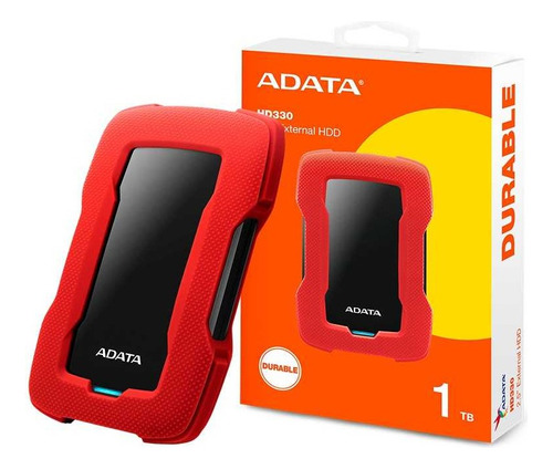 Disco Duro Externo 1 Tb Adata Con Sensor De Impacto Rojo