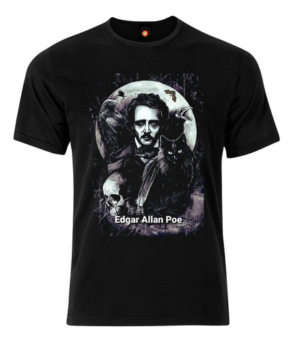 Remera Estampada Diseños Edgar Allan Poe Y Su Gato