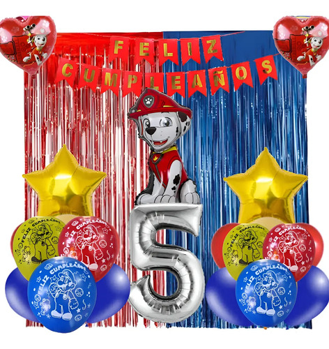 Globo Metálico Paw Patrol Patrulla Cachorros Paq 45 Cm 29 Pz