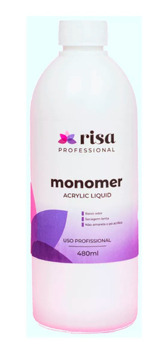 Monomer Risa Liquido Acrilico 500ml Unhas Acrílicas Anvisa