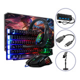 Kit Mobilador Mousepad Teclado Semi Mecânico Headset Suporte