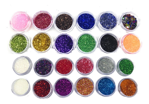 Glitter Maquiagem 24 Peças Kit Pigmentado Carnaval Make Fino