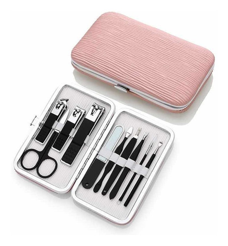 Set Manicura Pedicura Estuche 10 Pzas Alicate Tijera Rosa