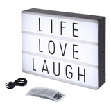 Luminária Led Mensagens Light Box Tamanho A4 Usb 96 Letras