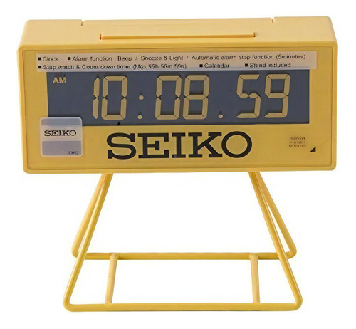 Seiko Qhl062y Reloj Despertador Digital Color Amarillo