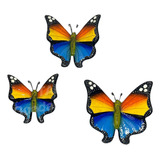 Juego 3 Mariposas De Cerámica Para Pared Decoración Adorno