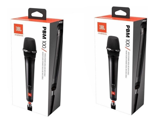 Microfone Jbl Pbm100 Wired Black (kit C/02) Dinâmico C/cabo