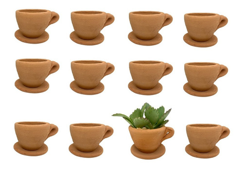 12 Maceta Taza Mini Barro Suculentas Cactus Chica Decoracion