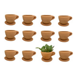 12 Maceta Taza Mini Barro Suculentas Cactus Chica Decoracion