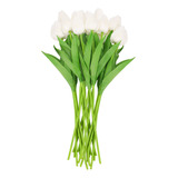 20 Tulipanes Artificiales Blancos De 13.8 Pulgadas