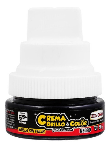 Crema Brillo Grasa Cera Negro Calzado Zapatos El Oso 60g. 